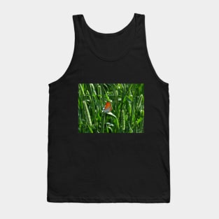 Butterfly on green grass photo design Tank Top